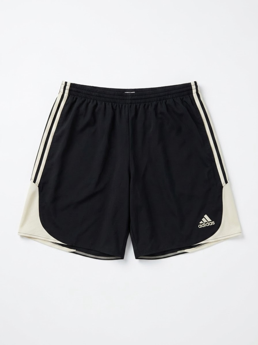 adidas Black Athletic Shorts with Cream Side Panels